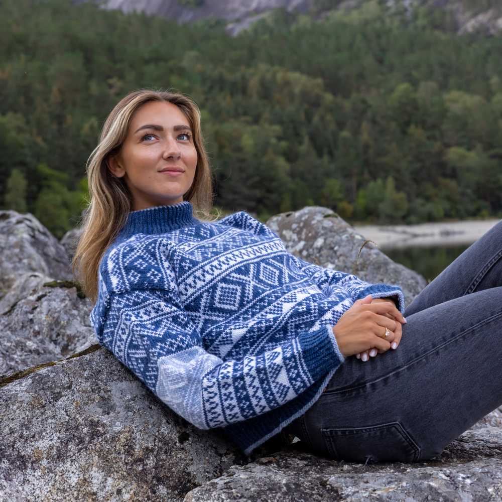 Strikk The Look: Valle-genser blå