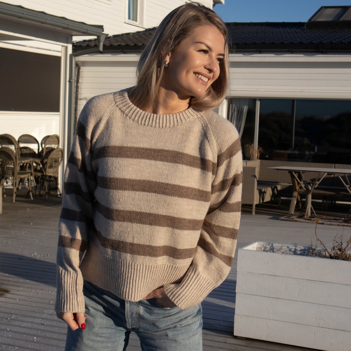 Strikk The Look: Alexa-raglangenser lys beige