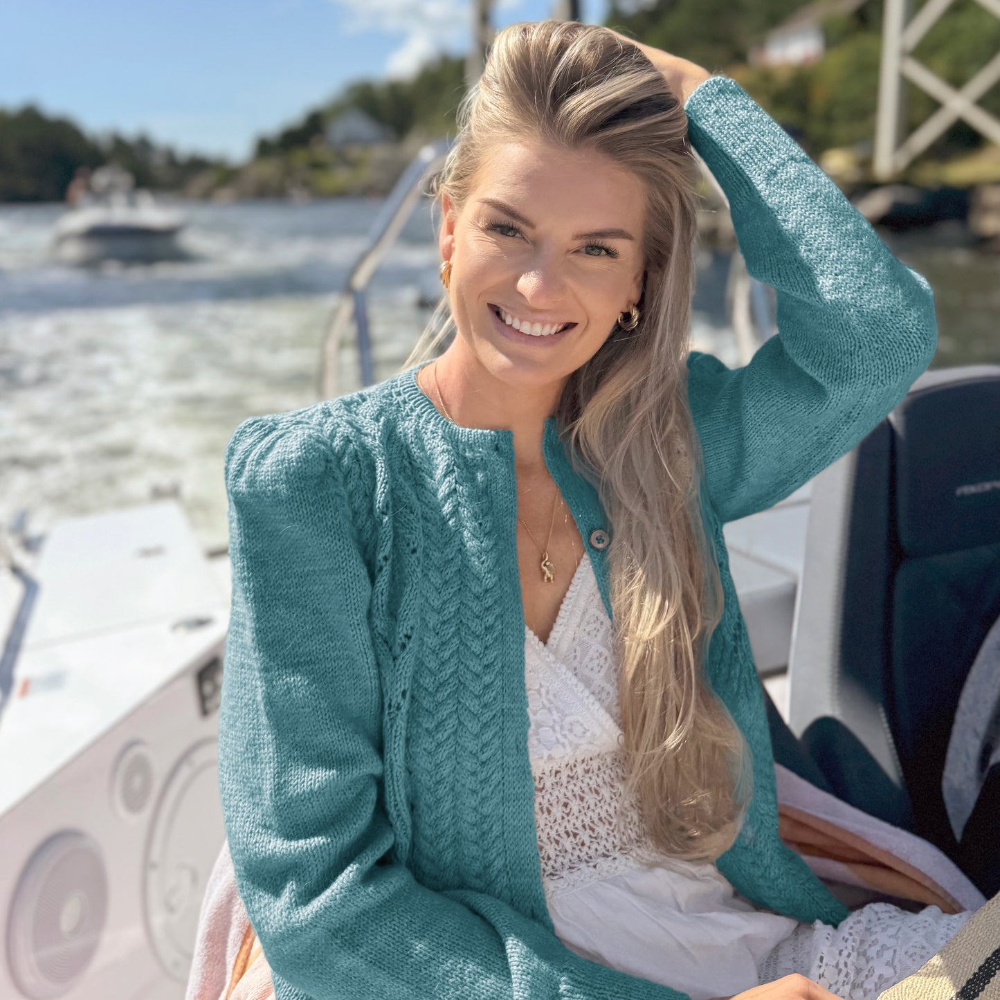 Strikk The Look: Tresser cardigan sjøgrønn