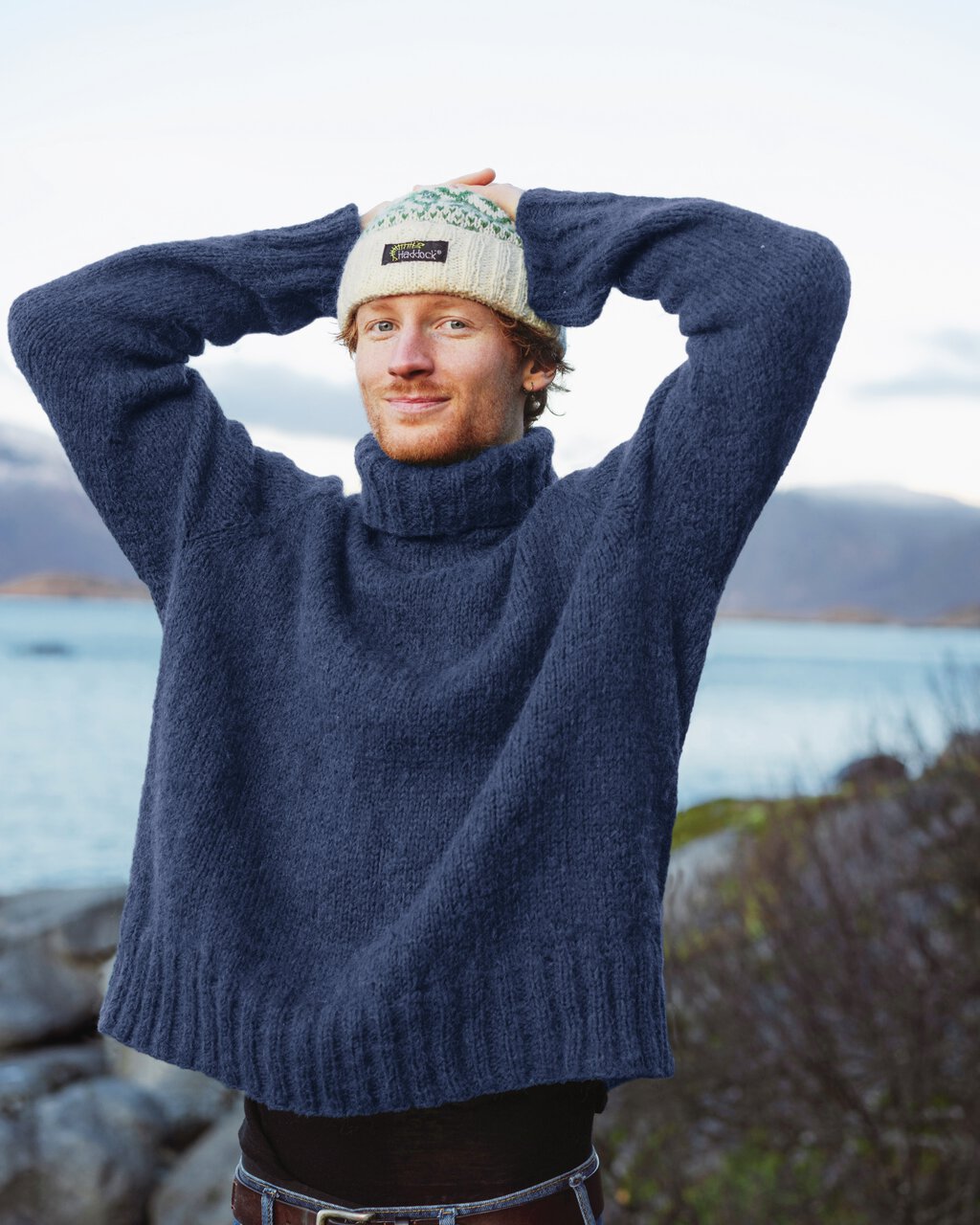 Strikk The Look: Haga unisex chunky-genser blå/purpur