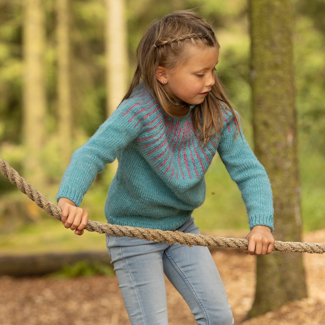 Strikk The Look: Aldis-genser, turkis