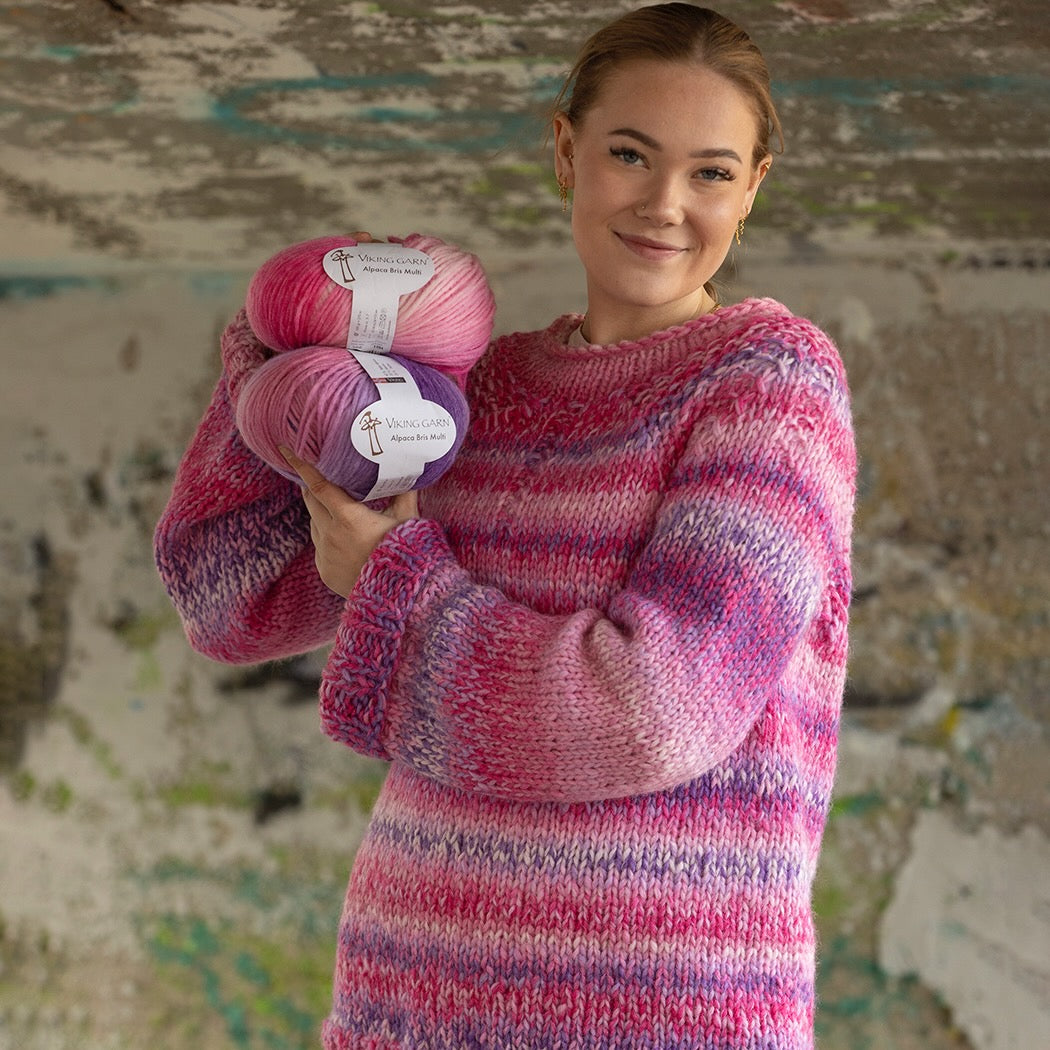 Strikk the Look: Ren-genser rosa multi