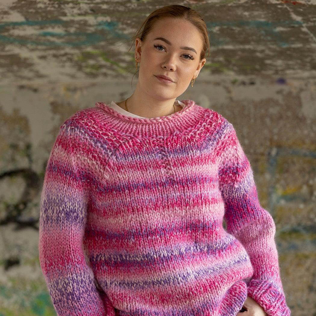 Strikk the Look: Ren-genser rosa multi
