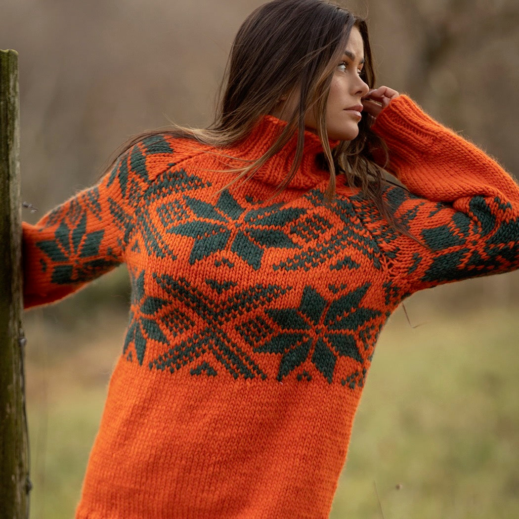 Strikk The Look: Sno-genser oransje