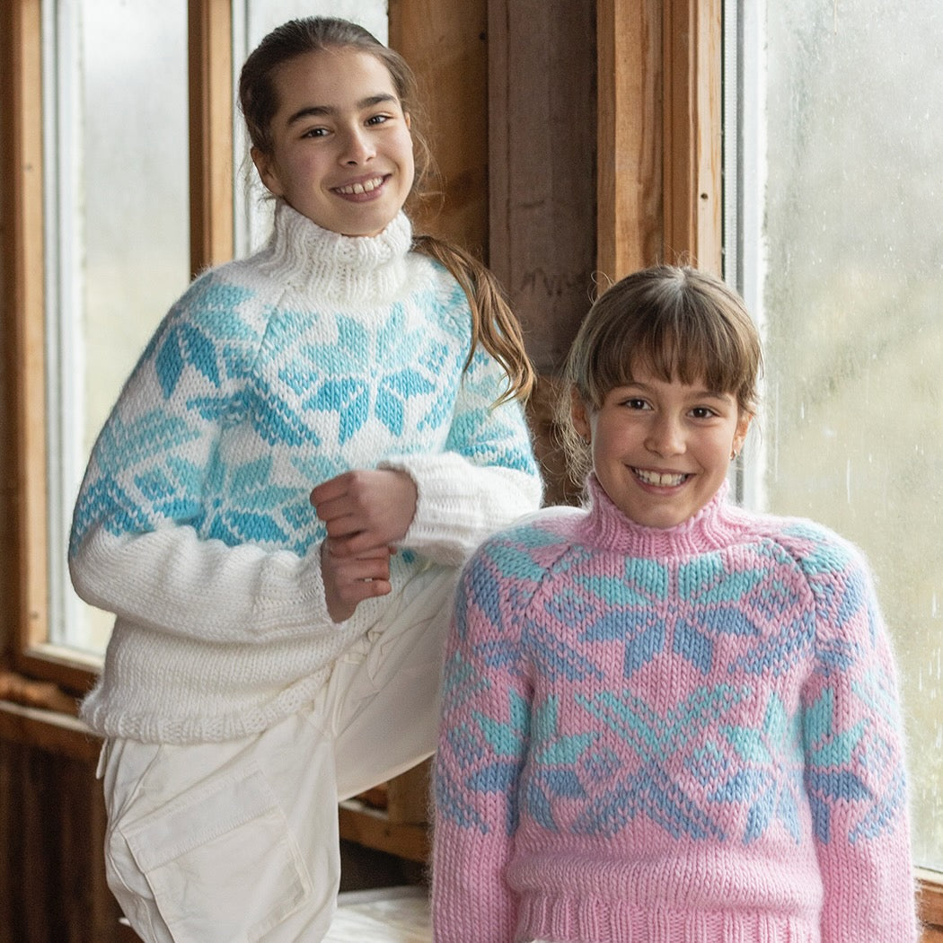 Strikk The Look: Snoi-genser barn hvit-aqua