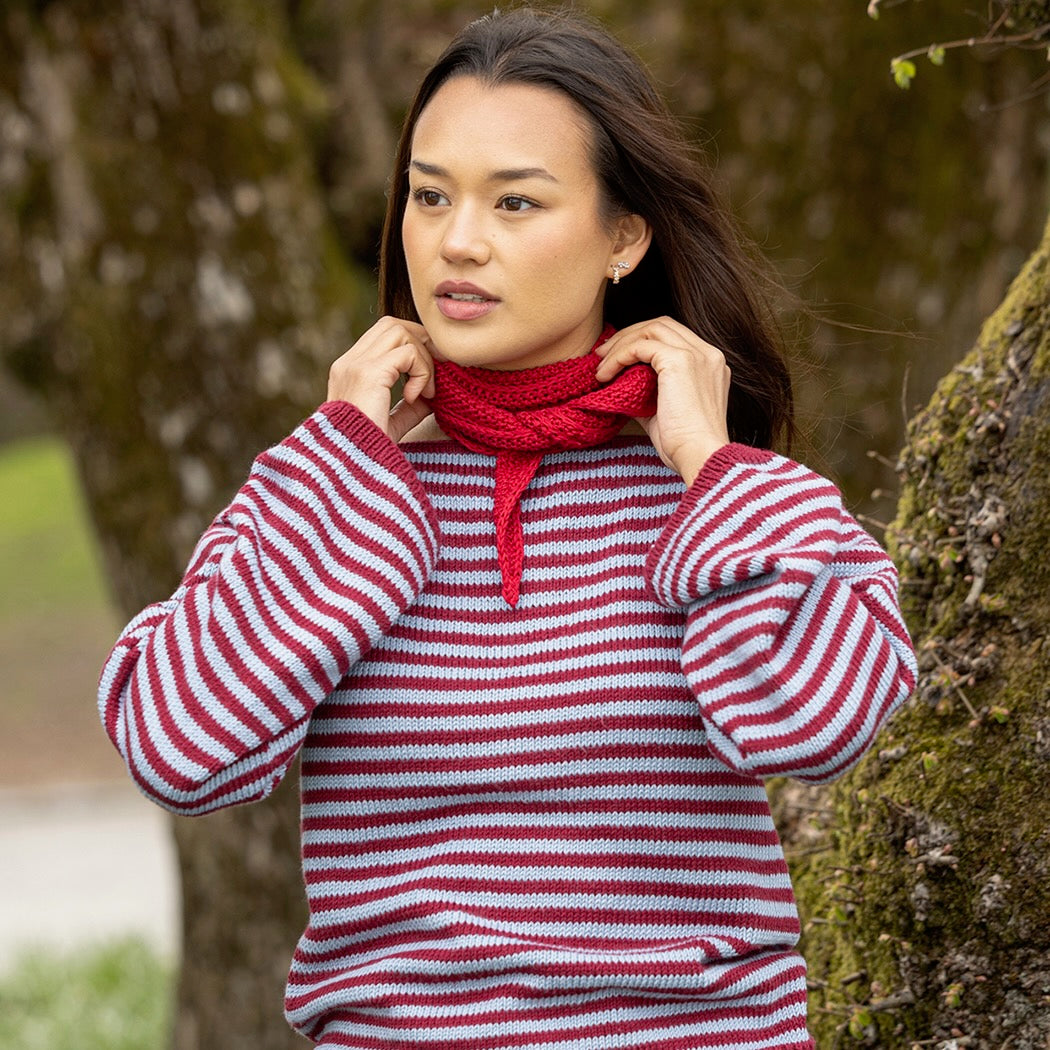 Strikk The Look: Salty-t-genser båthals rødbrun