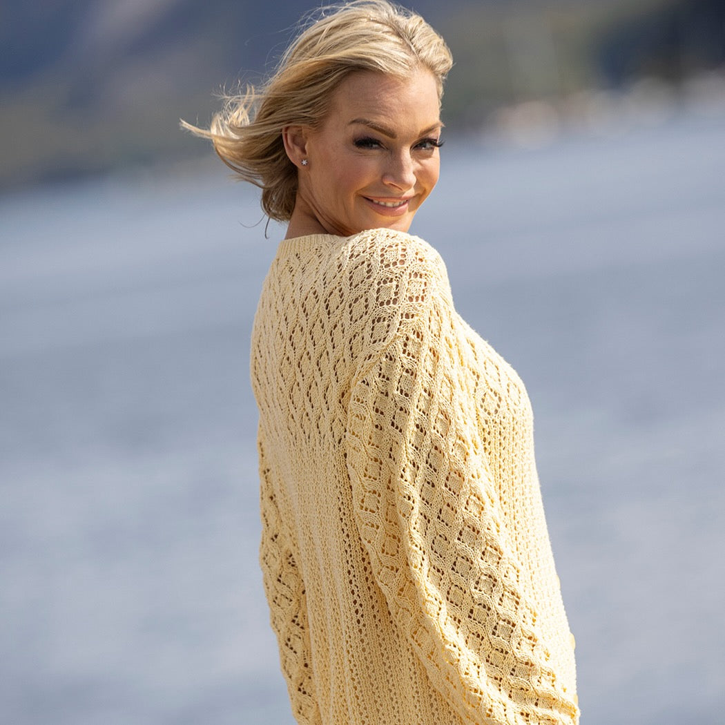 Strikk The Look: Melang-jakke lys gul