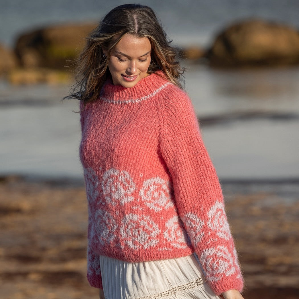 Strikk The Look: Rose-genser korall