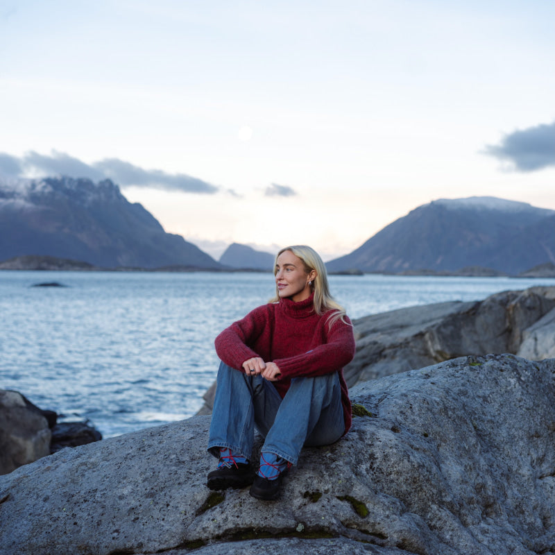 Strikk The Look: Haga unisex chunky-genser rød