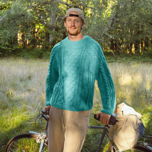 Strikk The Look: Ådne-genser turkis melert