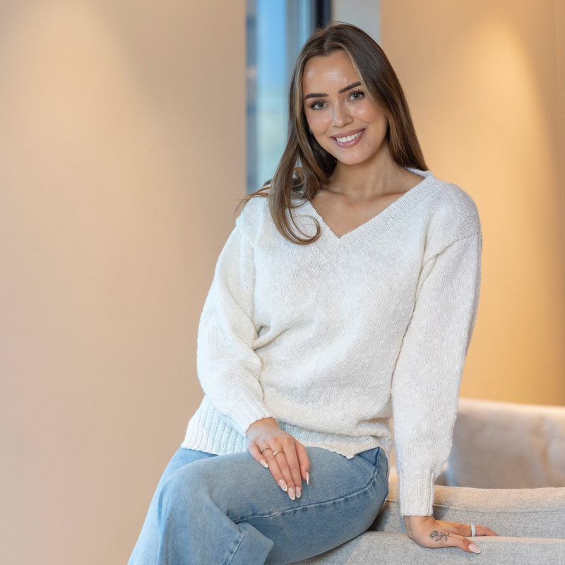 Strikk The Look: Agnetha-genser hvit