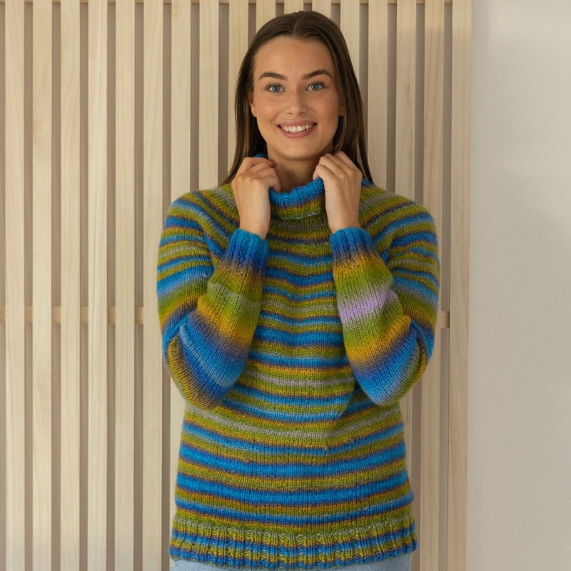 Strikk The Look: Albus-genser grønn/blå