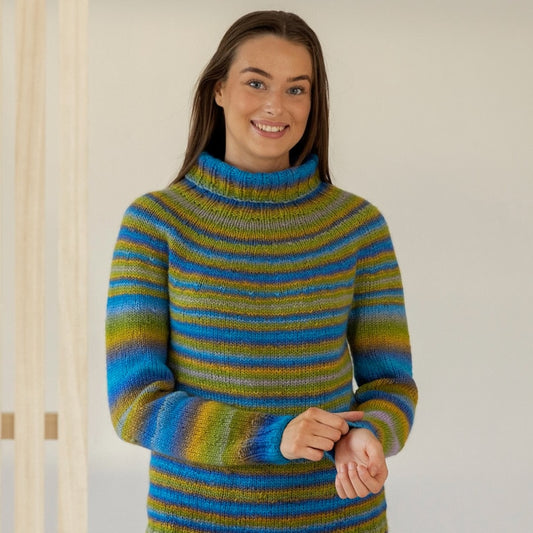 Strikk The Look: Albus-genser grønn/blå