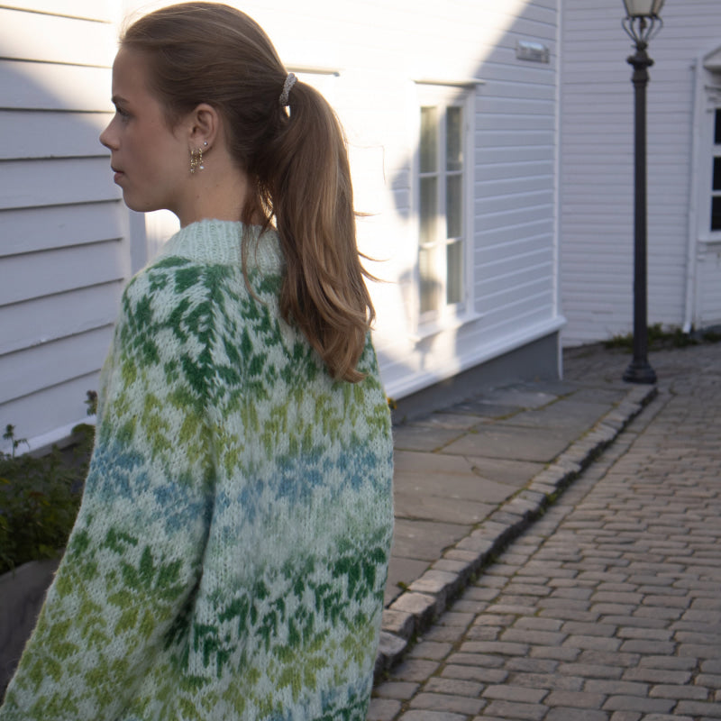 Strikk The Look: Carly-genser mint-Grønn/Gul/Isblå