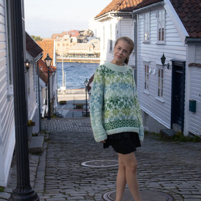 Strikk The Look: Carly-genser mint-Grønn/Gul/Isblå