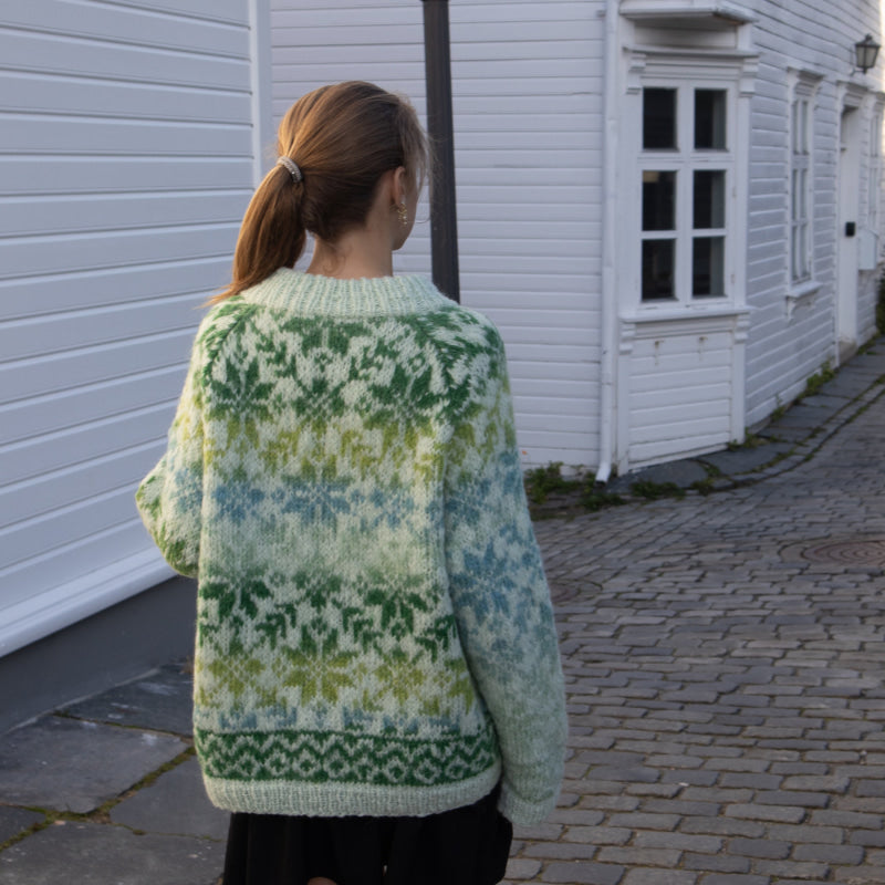 Strikk The Look: Carly-genser mint-Grønn/Gul/Isblå