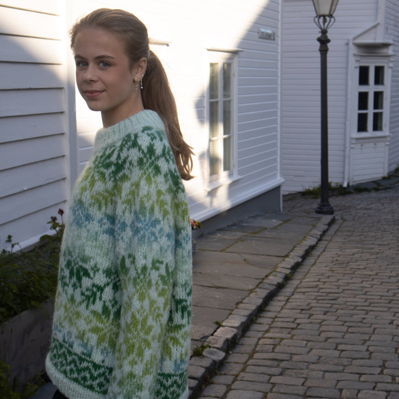 Strikk The Look: Carly-genser mint-Grønn/Gul/Isblå