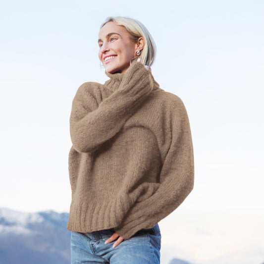 Strikk The Look:  Haga unisex chunky-genser lys brun