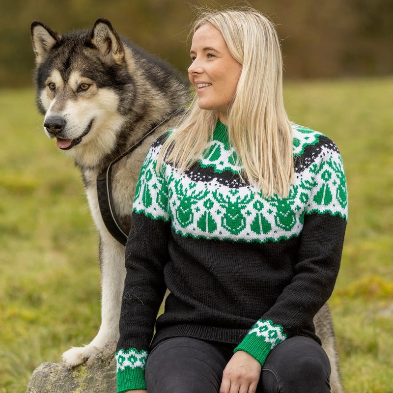 Strikk The Look: Hjorte-genser svart