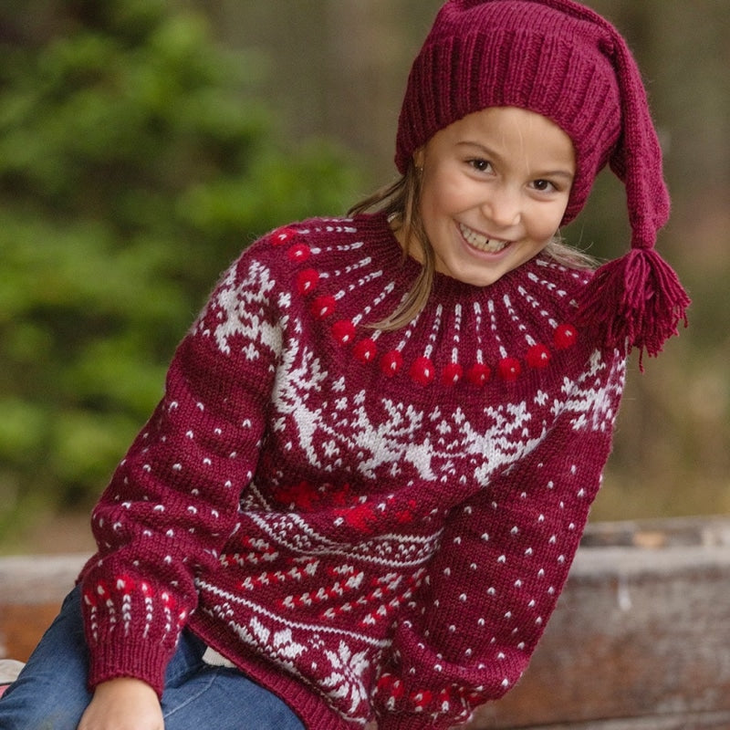 Strikk the Look: Julemysteriet-genser burgunder