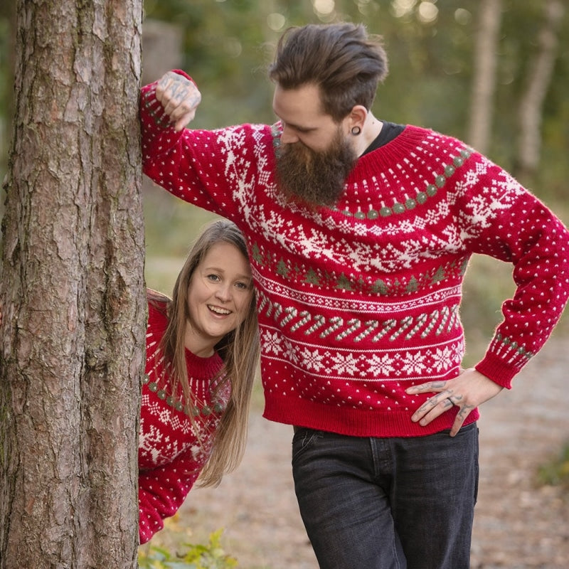 Strikk The Look: Julemysterietgenser herre rød