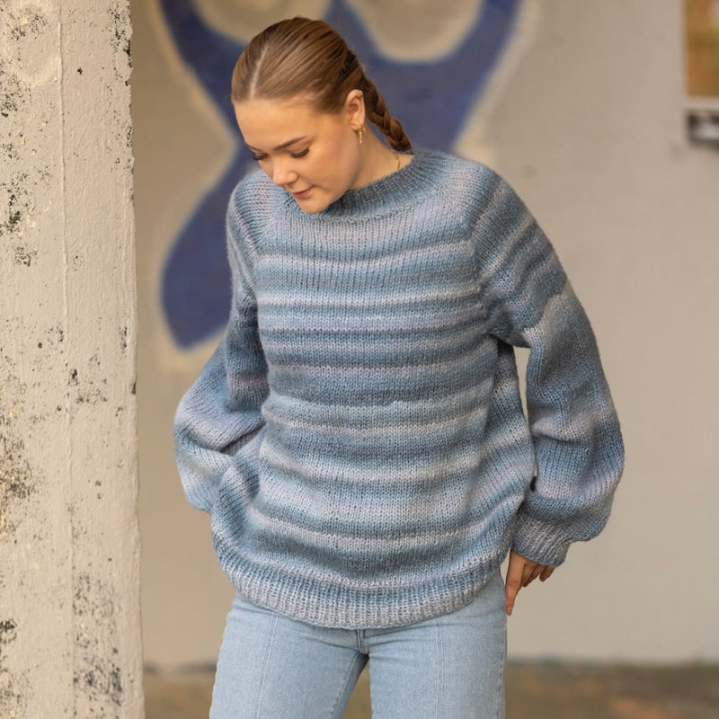 Strikk The Look: Kaleido-genser blågrå