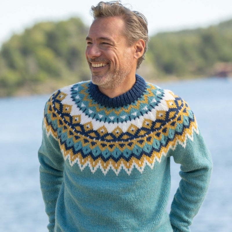 Strikk The Look: Kraft-genser turkis