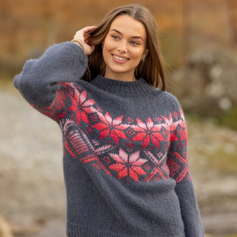 Strikk The Look: Luna-genser jeansblå Katalog