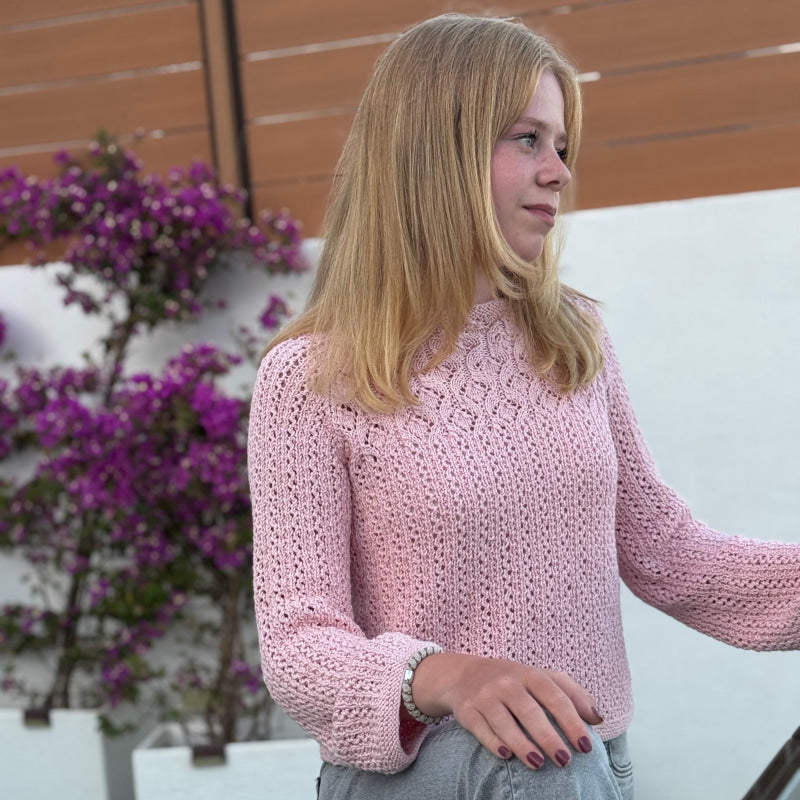Strikk The Look: Mareng-genser, rosa by Mie Capplen