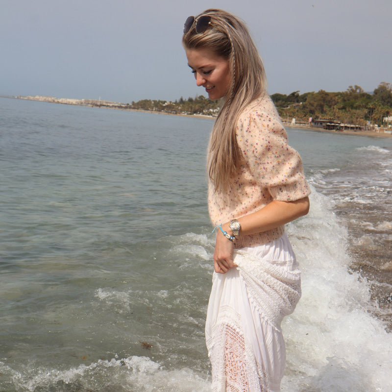 Strikk The Look: Misty-genser pudderrosa
