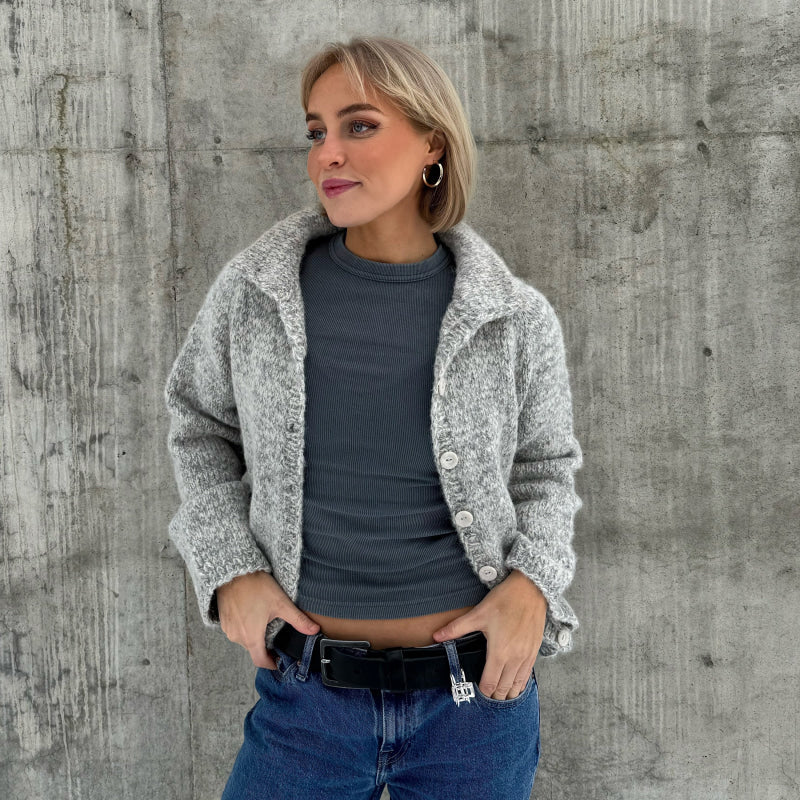 Strikk The Look: Nøkken chunky-cardigan grå
