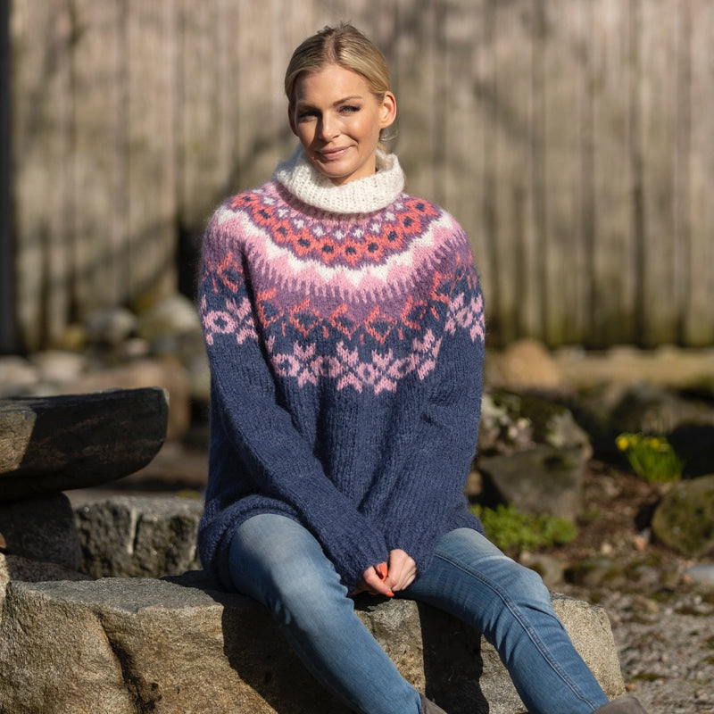 Strikk The Look: Nova-genser jeansblå