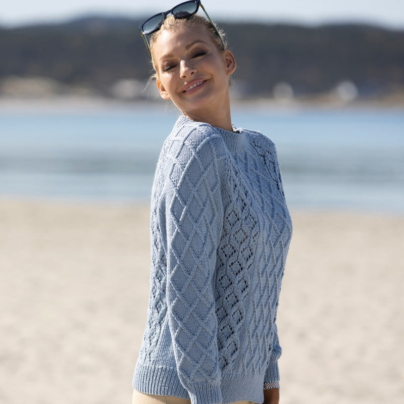 Strikk The Look: Ocean-genser lys blå