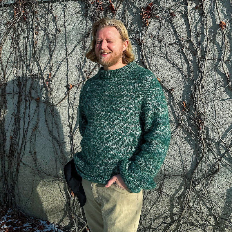 Strikk The Look: Øyunn unisex-genser mint/grangrønn