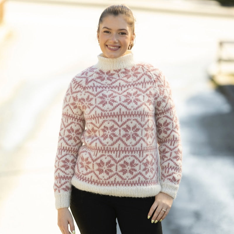 Strikk The Look: Park- genser natur/rosa