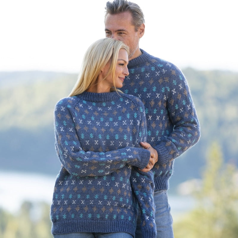 Strikk The Look: Prudie-genser jeansblå, herre