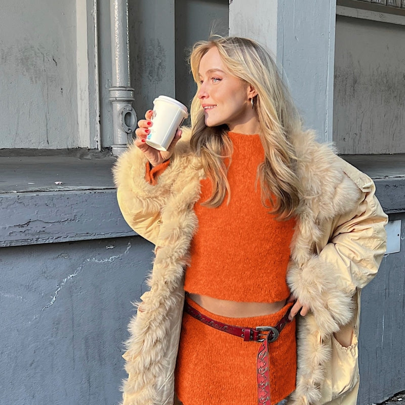 Strikk The Look: Rubina-genser orange