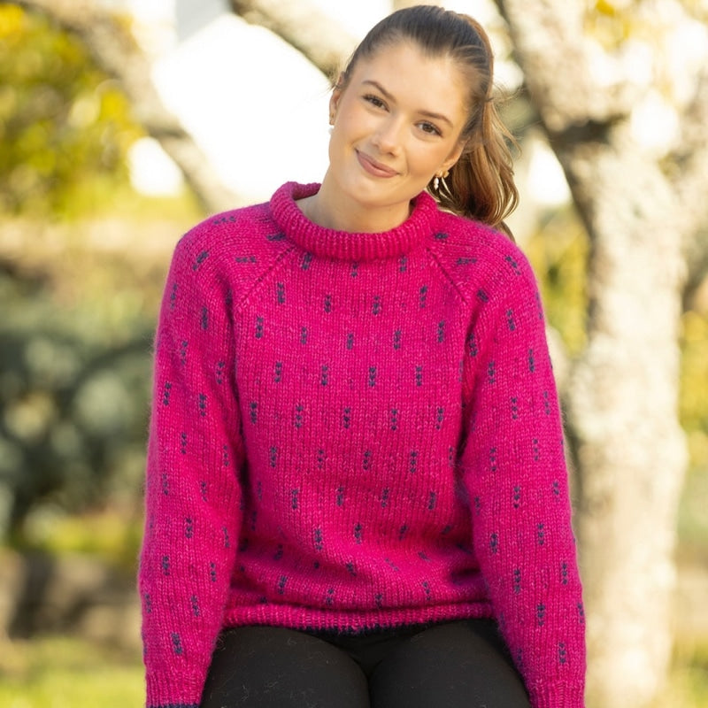 Strikk The Look: Samhald-genser cerise