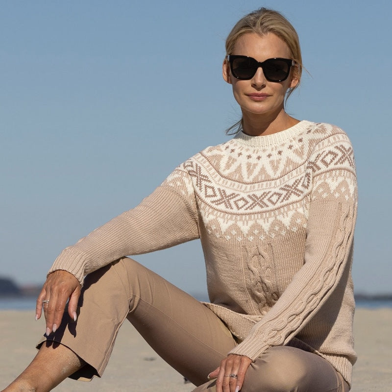 Strikk The Look: Sanding-genser beige
