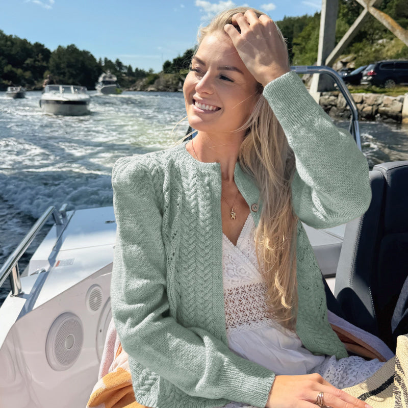Strikk The Look: Tresser cardigan lys blå