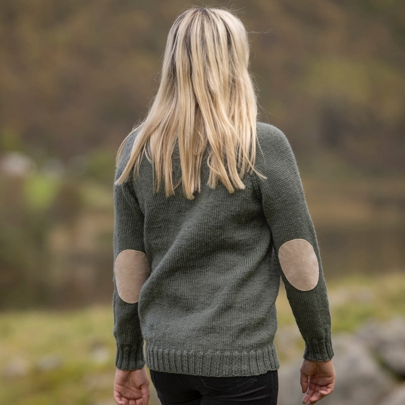 Strikk The Look: Ullin-genser støvet grønn