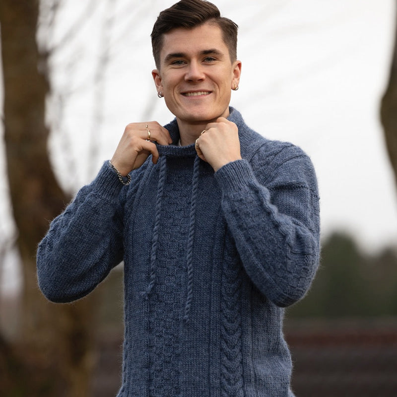 Strikk The Look: Hamn-genser jeansblå