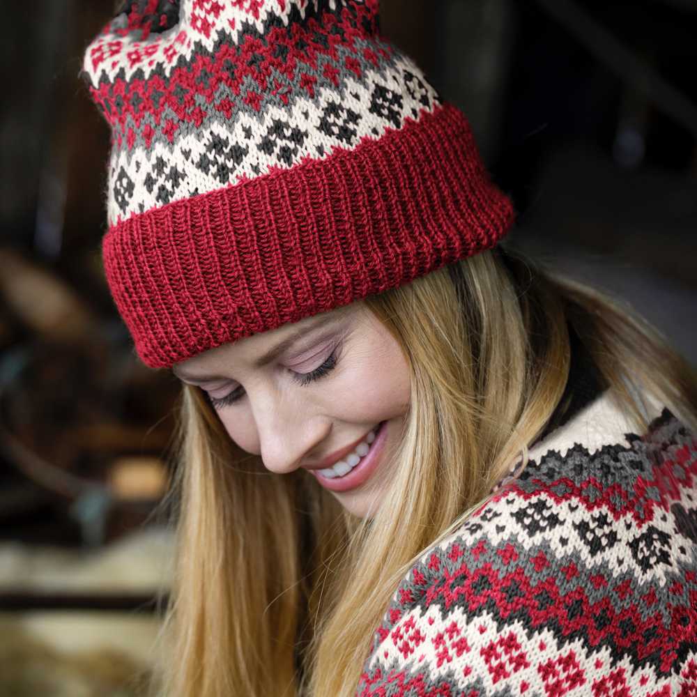 Strikk The Look: Rikke lue og votter rød