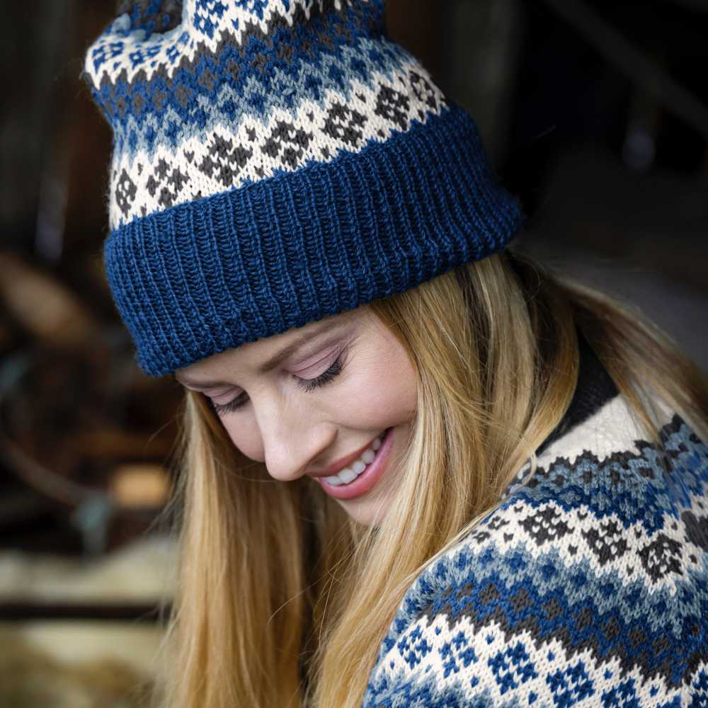 Strikk The Look: Rikke lue og votter blå