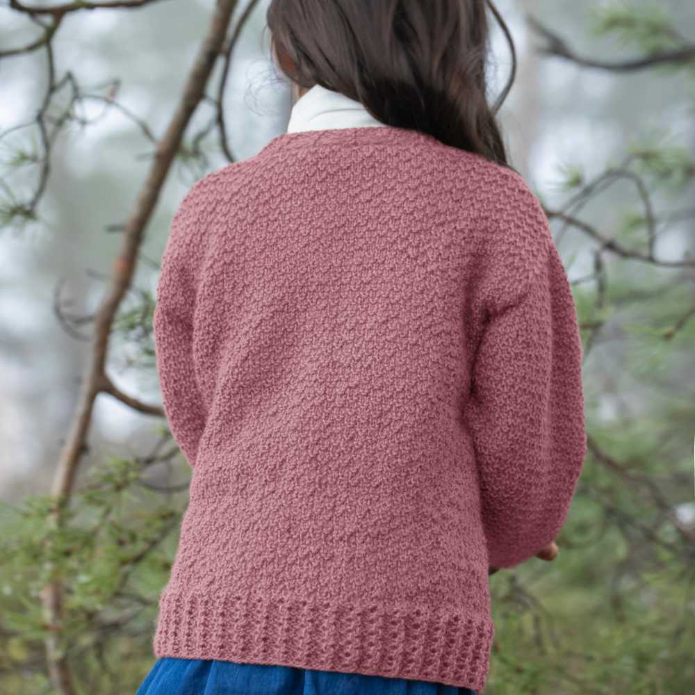 Strikk The Look: Rilja cardigan barn mørk rose