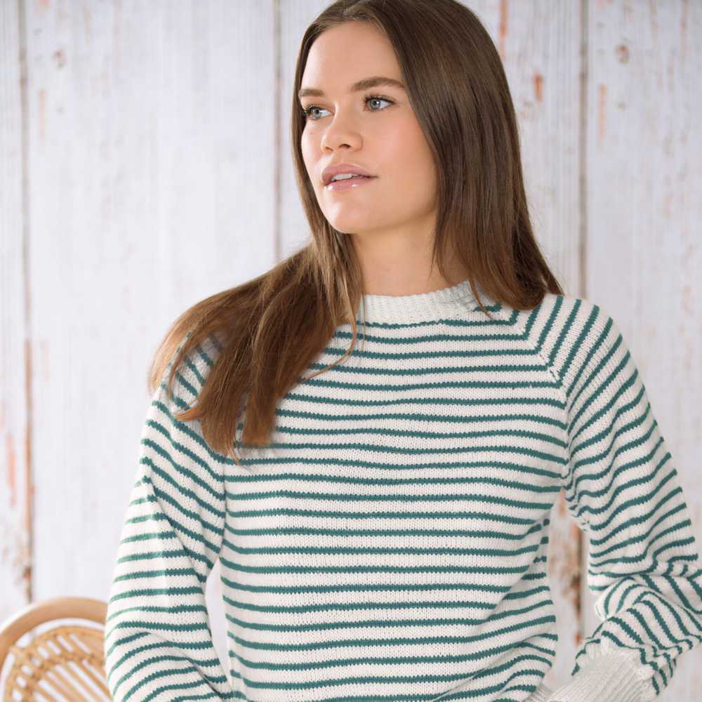 Strikk The Look: Pernilla-genser hvit/grønn