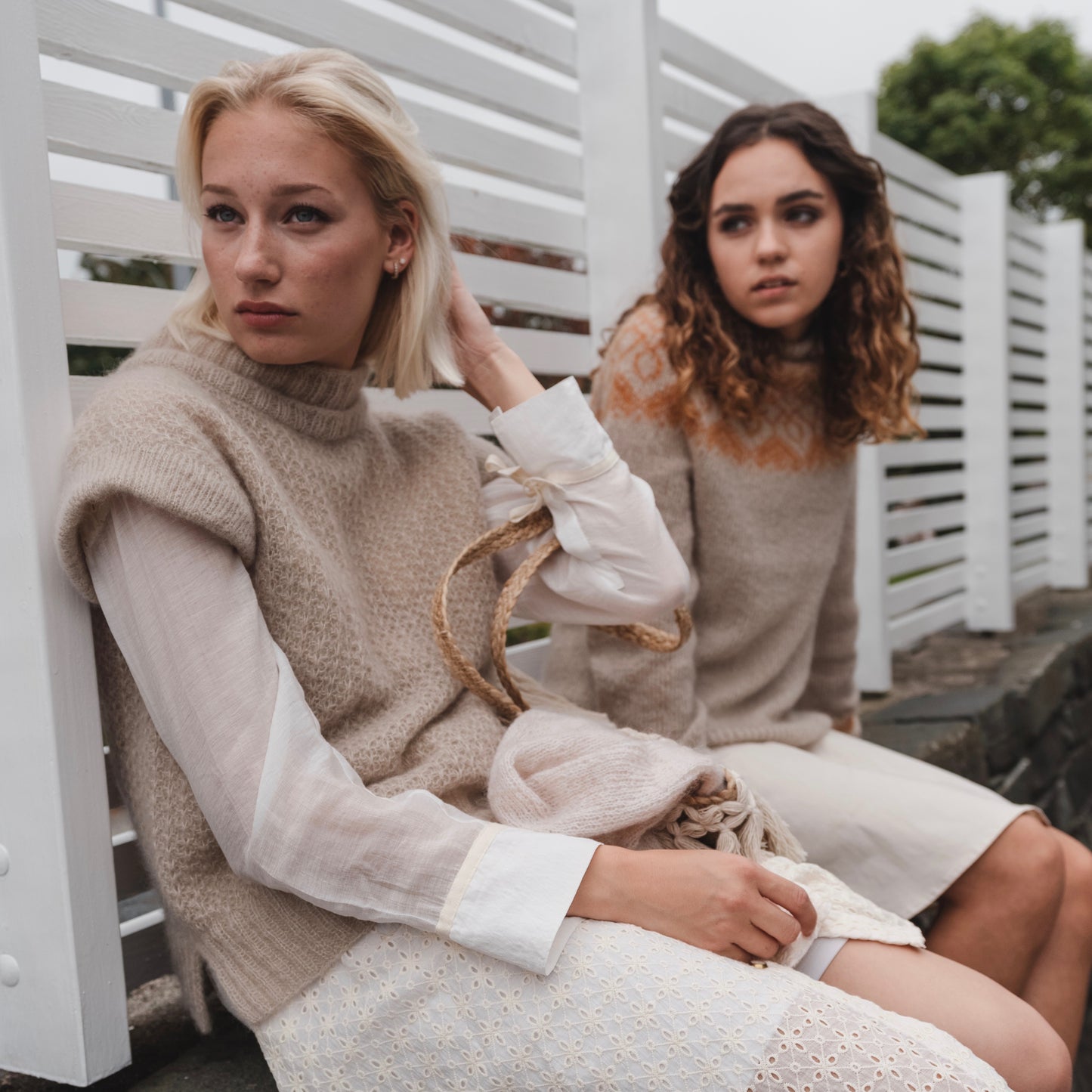 Strikk The Look: Gneis-Vest lys beige melert