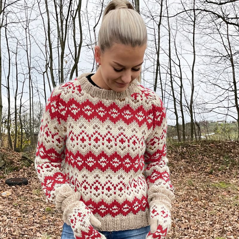 Strikk The Look: Drifa-genser rød/hvit