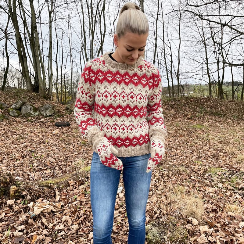 Strikk The Look: Drifa-genser rød/hvit