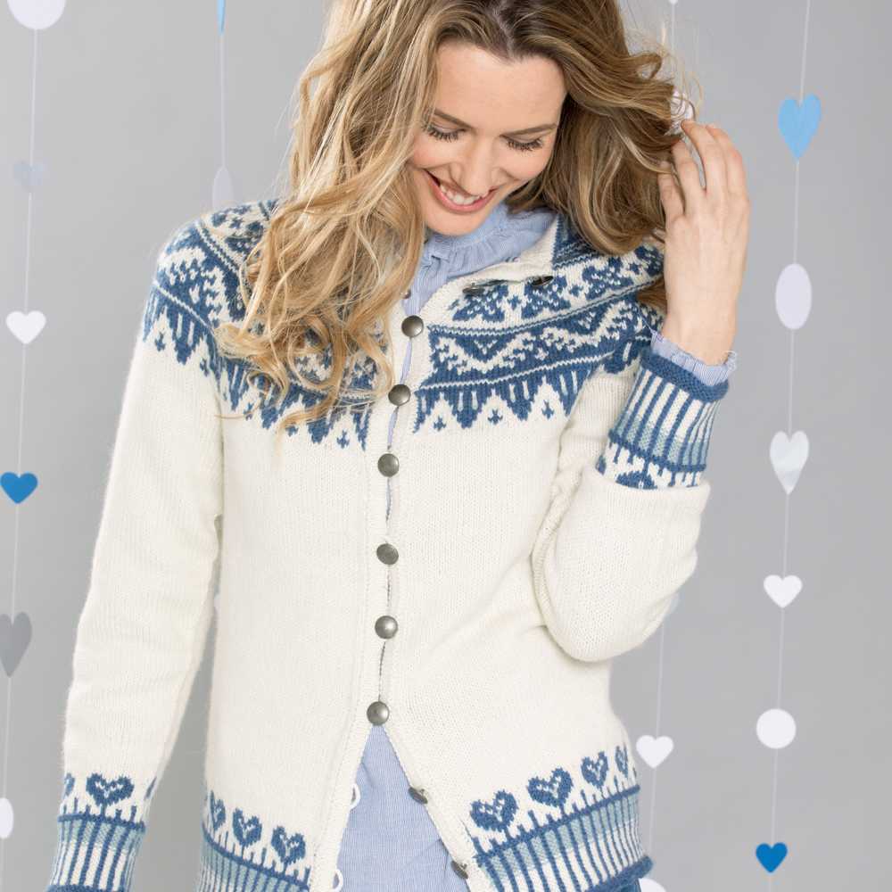 Strikk The Look: Vinterhjerter-jakke Natur